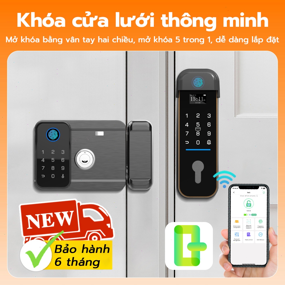 Khóa cửa vân tay hai mặt thông minh, ứng dụng esmartlock, hỗ trợ kết nối WiFi và có vỏ chống nước for grill door lock
