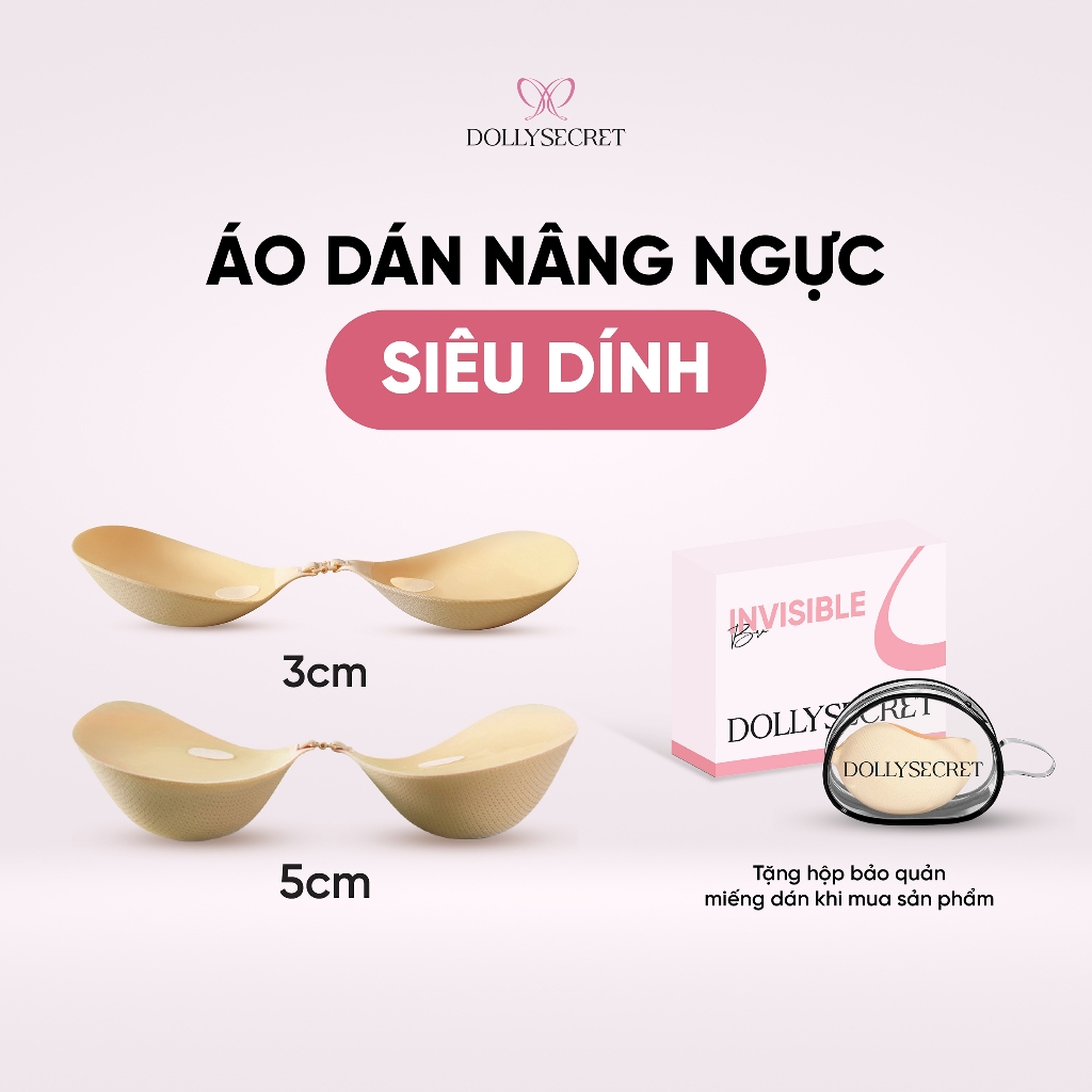Áo Dán Ngực Siêu Dính Tạo Khe DOLLY SECRET Chống Tụt Hydrogel Lô Hội Tái Sử Dụng Nhiều Lần
