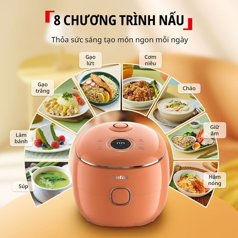 Nồi cơm điện tử Mini Tefal Pop RK535 0.7L - 8 chế độ nấu - Bảo hành chính hãng 24 tháng
