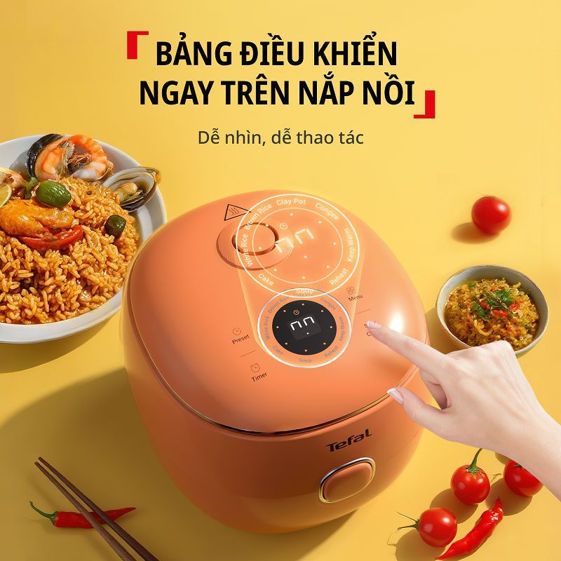 Nồi cơm điện tử Mini Tefal Pop RK535 0.7L - 8 chế độ nấu - Bảo hành chính hãng 24 tháng