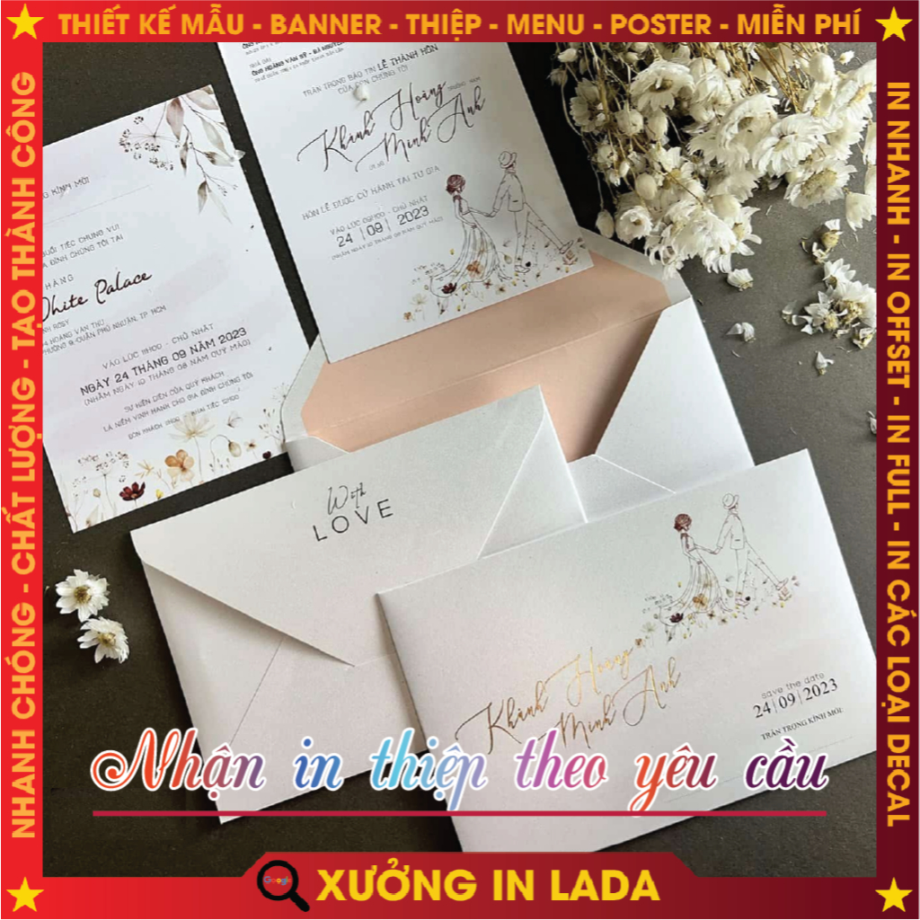 THIỆP CƯỚI GIẤY MỸ THUẬT CAO CẤP VÂN SẦN SANG TRỌNG - NHẬN IN THEO YÊU CẦU