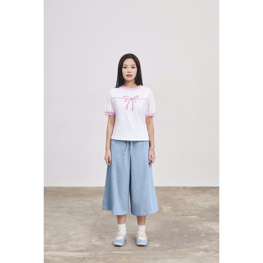 Áo Nữ TORVIK TOP Tay Phồng Viền Nơ Coquette Dạo Phố, Hẹn Hò SECODEE