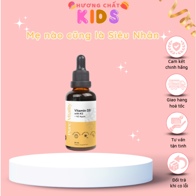 Vitamin D3K2– Hỗ Trợ Phát Triển Xương Răng, Tăng Đề Kháng, Tim Mạch – Lọ 30ml