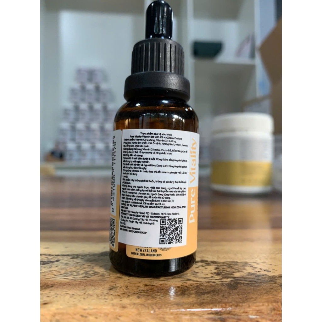 Vitamin D3K2– Hỗ Trợ Phát Triển Xương Răng, Tăng Đề Kháng, Tim Mạch – Lọ 30ml