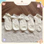 Tất Vớ Nữ Cổ Ngắn Phong Cách Lolita Trắng Dễ Thương Dập Nổi Nơ Hoa Chất Cotton Co Giãn Mềm Mại Thấm Hút Màu Trơn