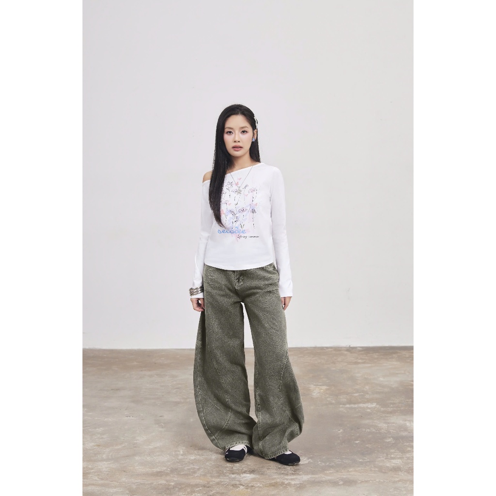Quần Nữ YOGRAM PANTS Denim Ống Cong Cá Tính SECODEE