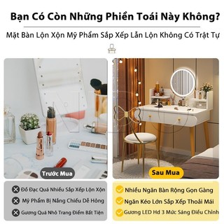 Nido Bàn Trang Điểm Có Đèn LED - Gương Sáng Rõ, Ngăn Kéo Chứa Đồ Hoàn Hảo Cho Góc Làm Đẹp