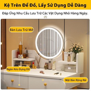 Nido Bàn Trang Điểm Có Đèn LED - Gương Sáng Rõ, Ngăn Kéo Chứa Đồ Hoàn Hảo Cho Góc Làm Đẹp