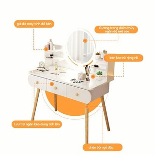 Nido Bàn Trang Điểm Có Đèn LED - Gương Sáng Rõ, Ngăn Kéo Chứa Đồ Hoàn Hảo Cho Góc Làm Đẹp
