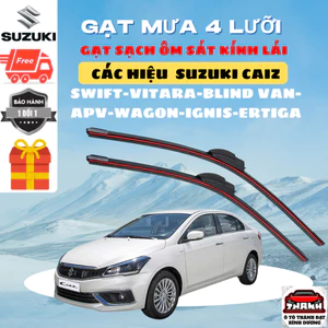 Gạt Mưa Ô Tô SUZUKI CIAZ, APV, SWIFT,CELERIO,WAGON, BLIND VAN, VITARA, Silicon 4 Lưỡi Gạt Sạch Êm 4l