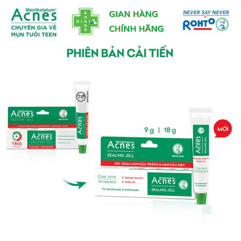 Gel bôi giảm mụn sưng viêm, hỗ trợ cải thiện mụn đầu đen, đầu trắng Acnes Sealling Jelly (Tube 18g) DATE 11,12/26