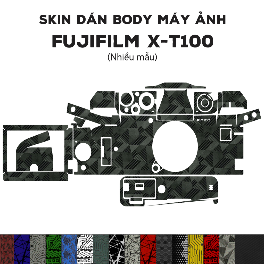 Skin 3M dán Fujifilm X-T100  (Nhiều mẫu) | Miếng film dán chống bám bẩn cho body máy Fujifilm X-T100