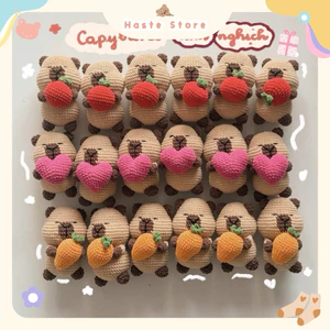 Móc Khoá Len Nhung Capybara Chuột Lang Nước Ôm Trái Cây Tim Couple Valentines Quà Tặng Dễ Thương