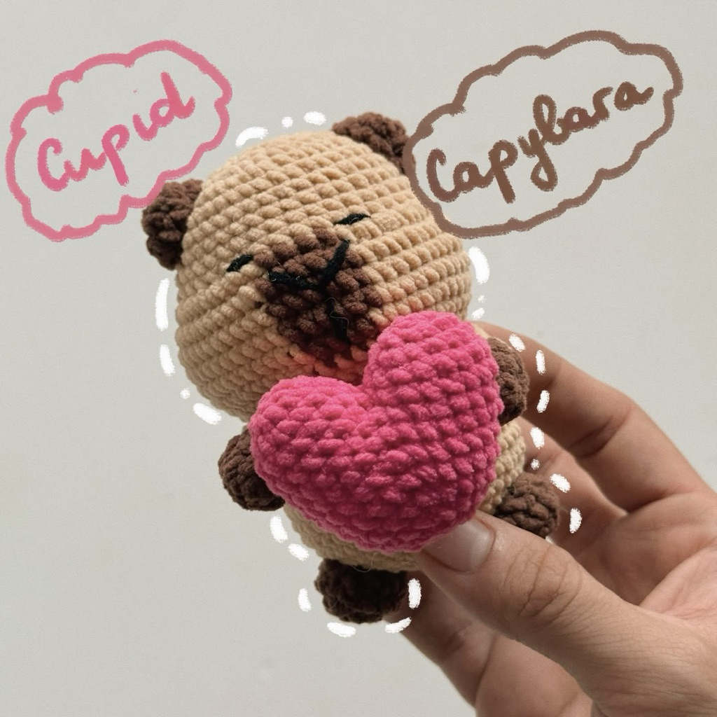 Móc Khoá Len Nhung Capybara Chuột Lang Nước Ôm Trái Cây Tim Couple Valentines Quà Tặng Dễ Thương