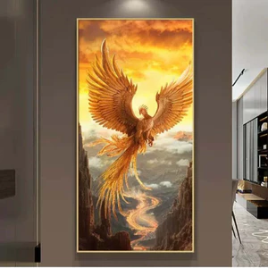 Tranh Phượng Hoàng Rực Lửa Tráng Gương Cao Cấp Treo Phòng Khách, Nhà Hàng - Oha Decor