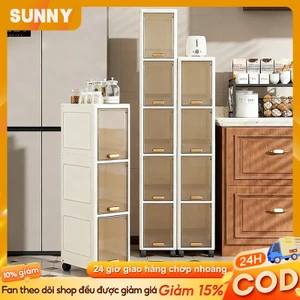SUNNY Tủ Đựng Đồ Nhà Tắm Có Lật Trong Suốt Tủ Lưu Trữ Khe Hẹp Để Đồ Đa Năng Có Bánh Tủ Lưu Trữ