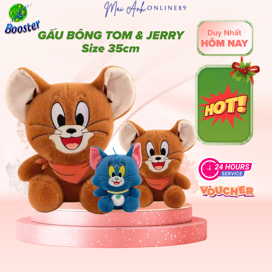 Gấu bông hoạt hình TOM & JERRY 35cm dễ thương, gấu bông mềm mịn Free ship