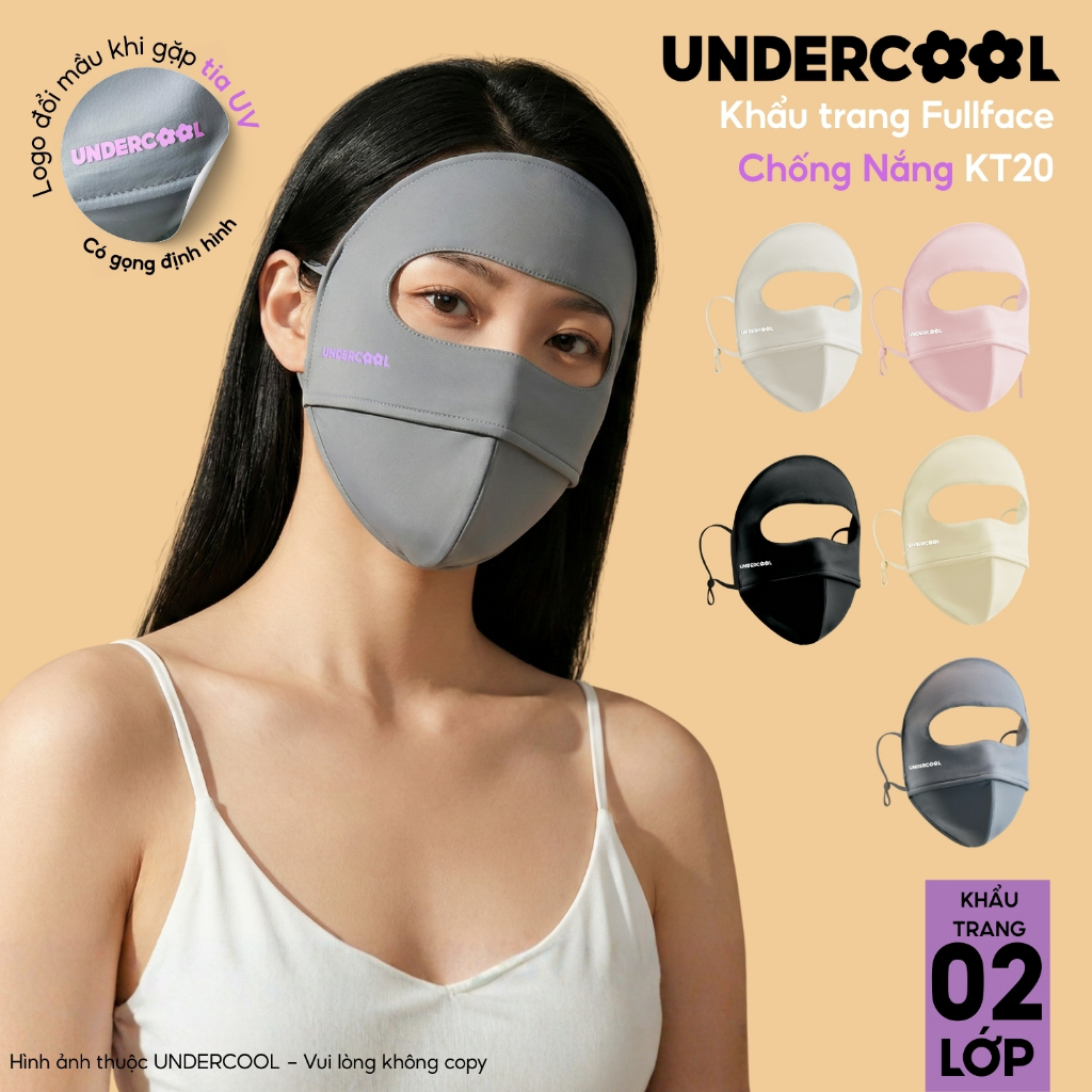 Khẩu trang toàn mặt Fullface chống nắng chống UV UNDERCOOL - Che trán toàn diện, Logo đổi mầu thông minh KT20