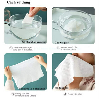 Khăn mặt giấy nén dạng viên kẹo, khăn vải không dệt dùng 1 lần