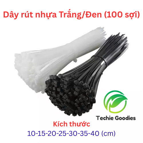 Dây rút nhựa (Trắng/Đen), Bịch lạt nhựa tiện ích - Đủ kích thước (10cm ...