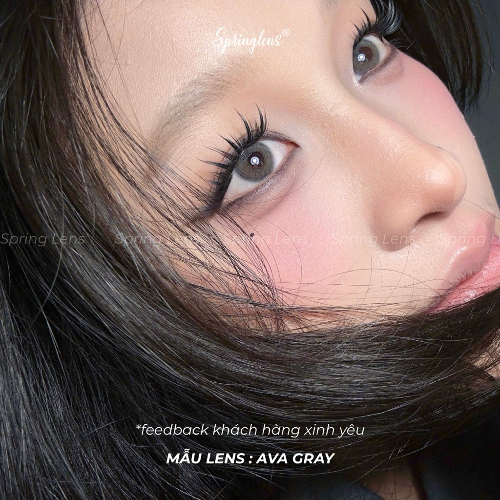 Kính áp tròng Va Ava Gray xám xanh không giãn tây sáng vừa 3 tháng 0-7 độ | Spring Lens