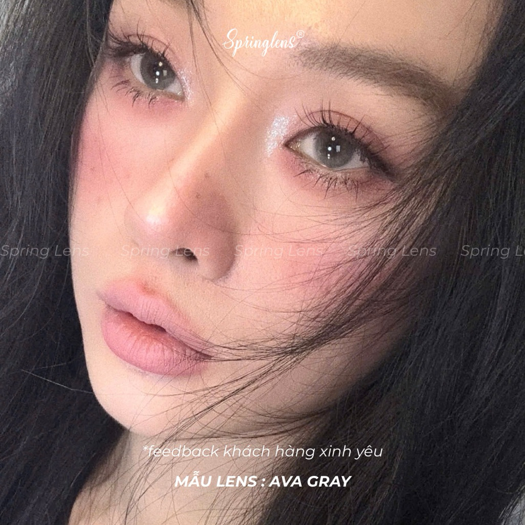 Kính áp tròng Va Ava Gray xám xanh không giãn tây sáng vừa 3 tháng 0-7 độ | Spring Lens