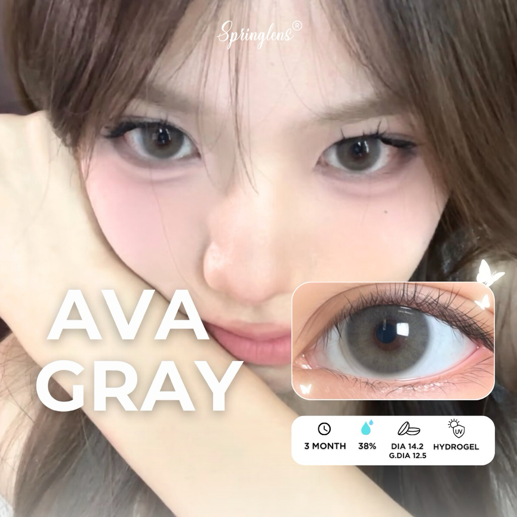 Kính áp tròng Va Ava Gray xám xanh không giãn tây sáng vừa 3 tháng 0-7 độ | Spring Lens
