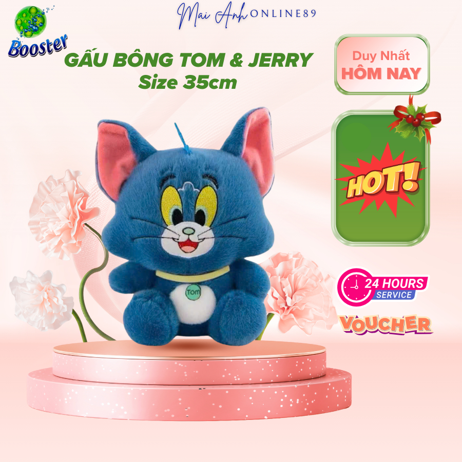 Gấu bông Tom & Jerry 35cm bông mềm mịn, Gấu bông hoạt hình siêu dễ thương