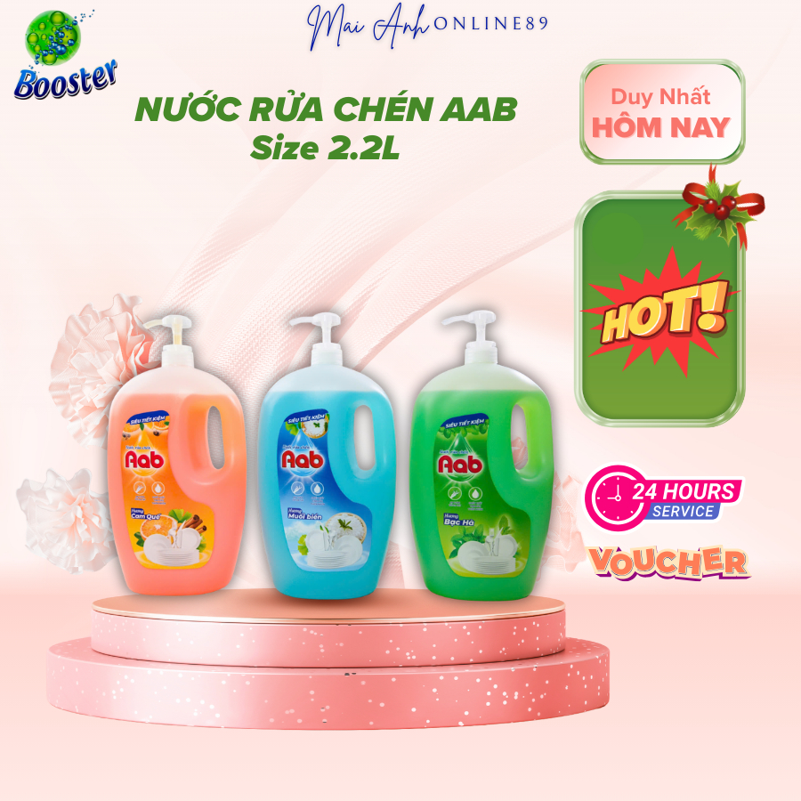 Nước rửa chén AAB 2,2L với công nghệ nhật bản, khử khuẩn, tẩy sạch vết bẩn, an toàn cho sức khỏe