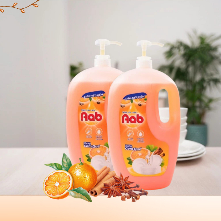 Nước rửa chén AAB 2,2L với công nghệ nhật bản, khử khuẩn, tẩy sạch vết bẩn, an toàn cho sức khỏe