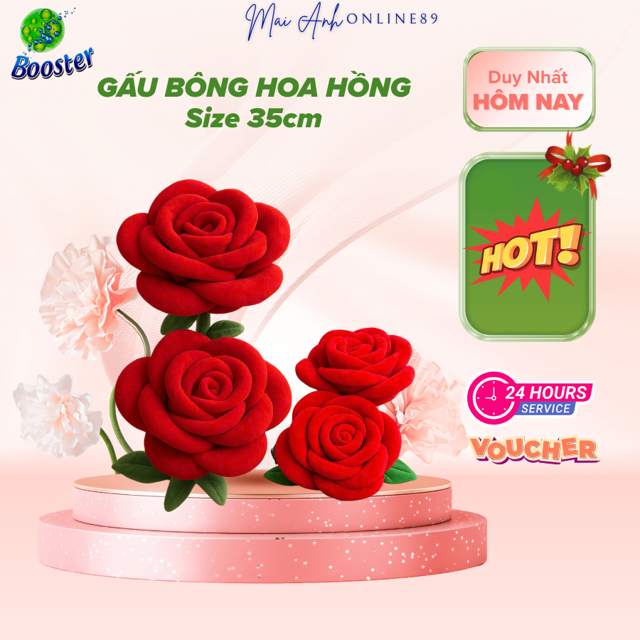 Gấu bông hoa hồng siêu đẹp, hoa hồng vài nhung mềm mịn, Quà tặng dễ thương cho bạn gái, người yêu
