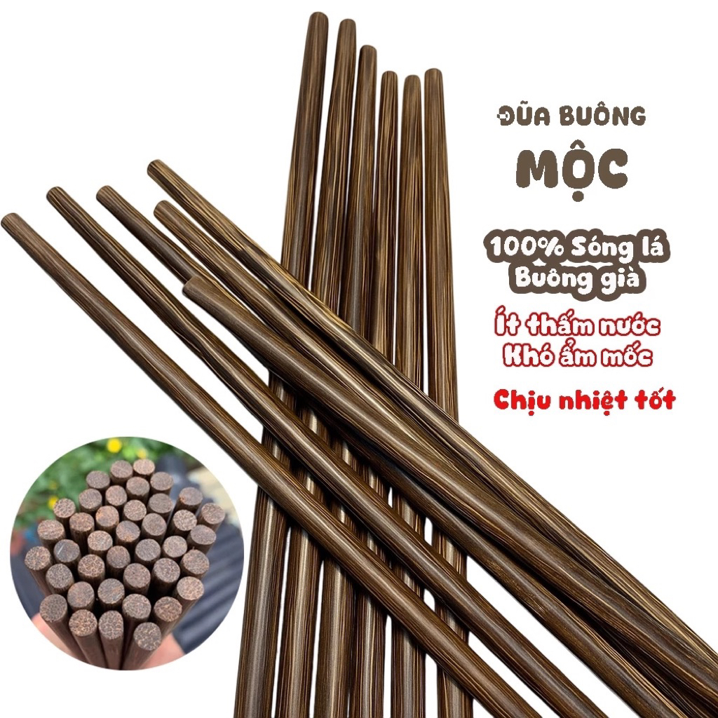 Đũa Buông Bình Thuận 10 Đôi Đặc Biệt, Không Mốc Không Mối Mọt, An Toàn Sức Khỏe, Chống Cong Vênh, Chịu Nhiệt Tốt