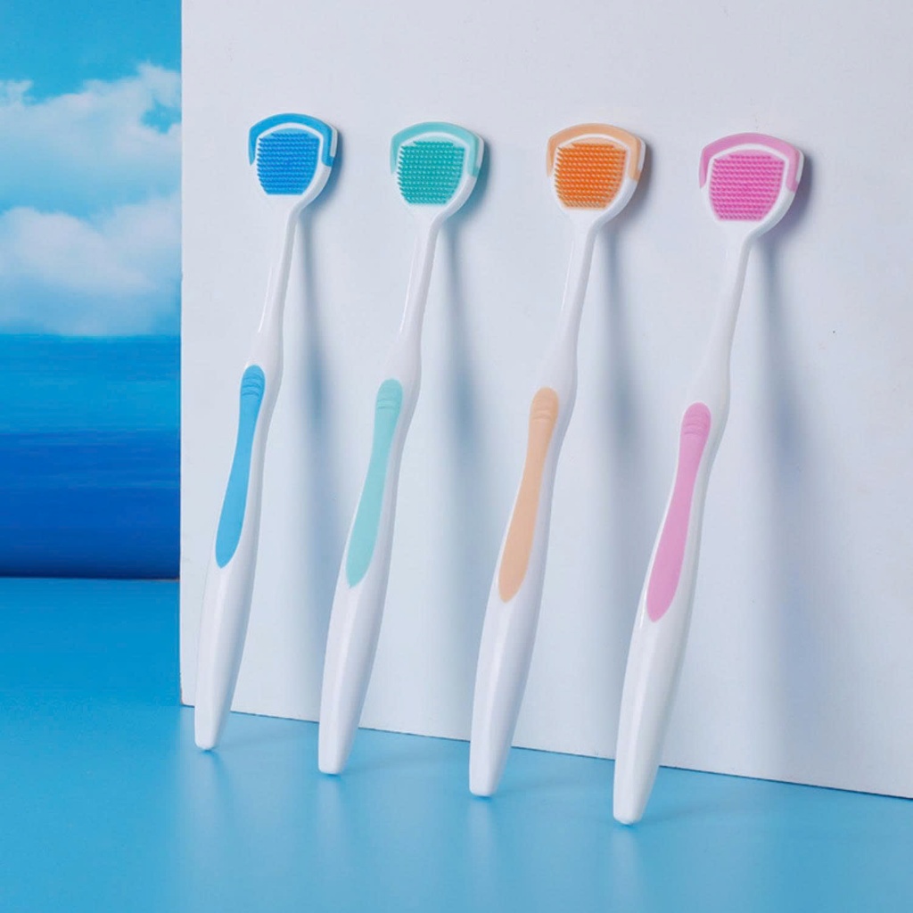 Dụng Cụ Vệ Sinh Răng Miệng Cạo Lưỡi Silicon Mềm, Đầu Bàn Chải 2 Mặt Làm Sạch Lưỡi