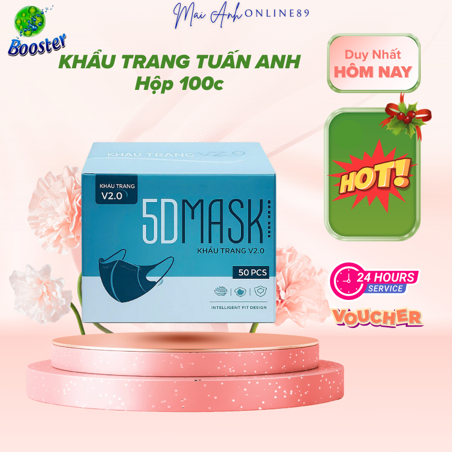 Khẩu trang 5D Mask Tuấn Anh, khẩu trang dày dặn, kháng khuẩn, chống bụi, tiện lợi màu đen/trắng