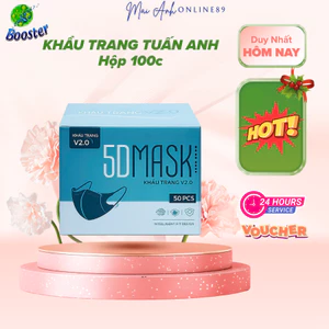 Khẩu trang 5D Mask Tuấn Anh, khẩu trang dày dặn, kháng khuẩn, chống bụi, tiện lợi màu đen/trắng