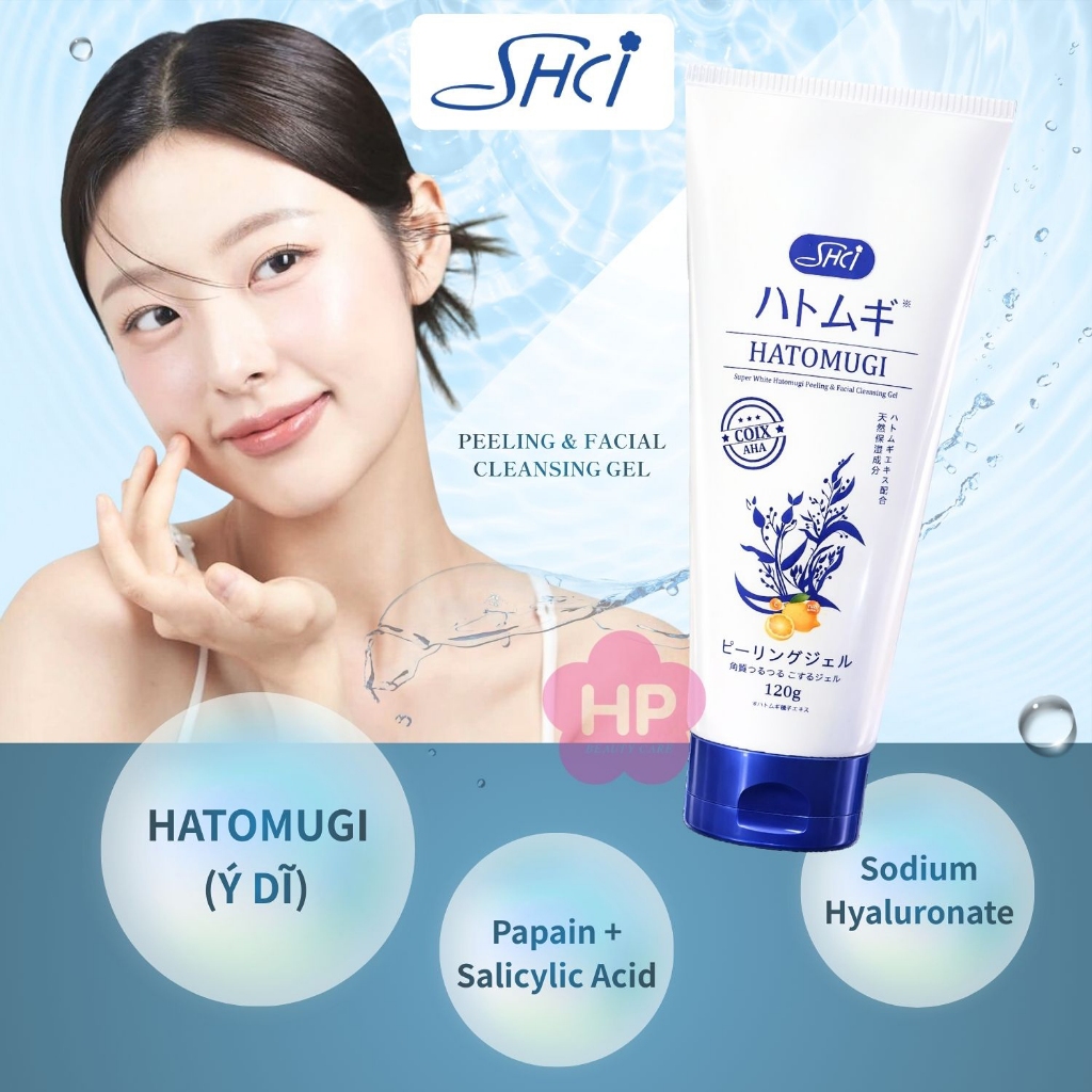 Gel Tẩy Tế Bào Chết Và Làm Sạch Da Mặt SHCI Hatomugi Super White Peeling & Facial Cleansing Gel 120g