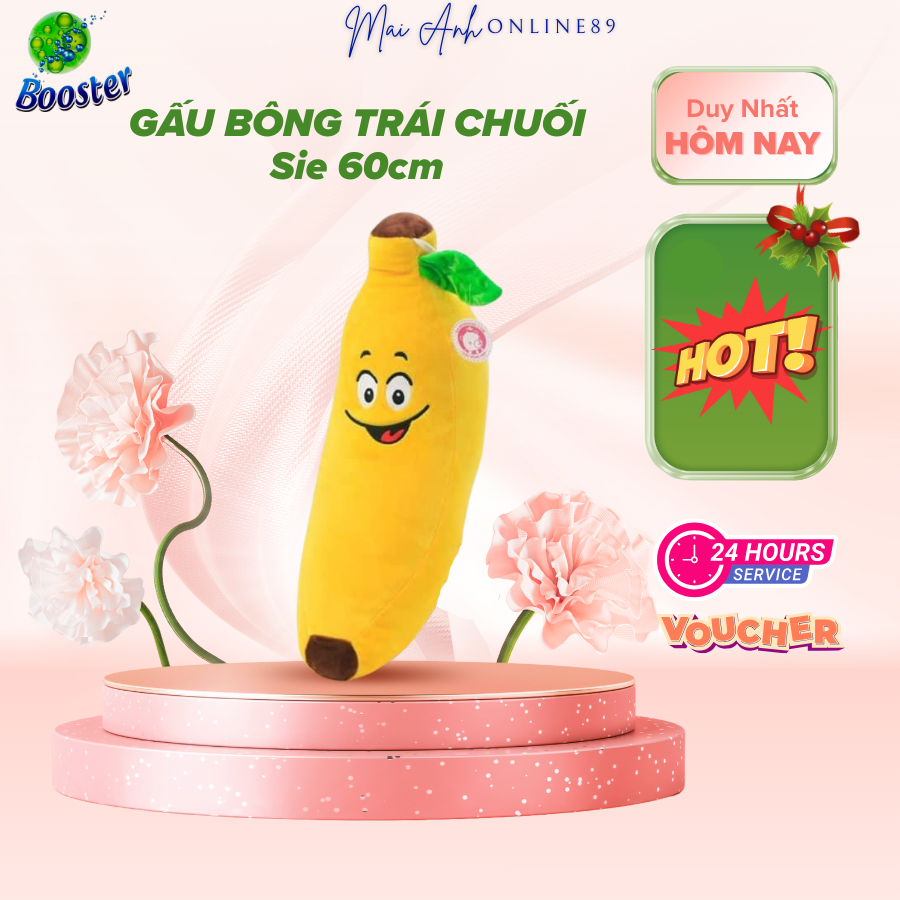 Gấu bông hình quả chuối, gối ôm trái chuối mặt cười kt 50cm, gấu bông cho bé hàng cao cấp