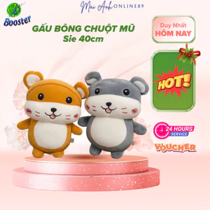 Gấu Bông Chuột Đội Mũ Đáng Yêu chất liệu Vải Bốn Chiều Hàn Quốc Siêu Mềm Mịn
