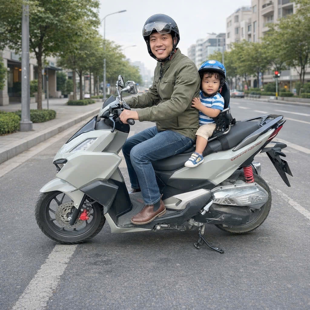 GHẾ NGỒI SAU SỬ DỤNG CHO TẤT CẢ XE MÁY , SỬ DỤNG CHO BÉ ĐÃ NGỒI VỮNG