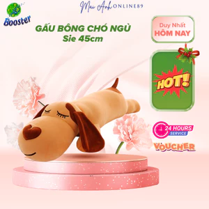 Gấu bông Chó ngủ mũi tim 45cm, Gấu chó bông tai dài đáng yêu