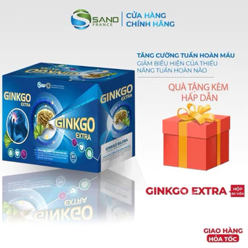 Viên uống bổ não Ginkgo Extra Sanofia France- Hỗ trợ tăng tuần hoàn máu não não từ ginkgo bioba, coenzym -Hộp 80 viên