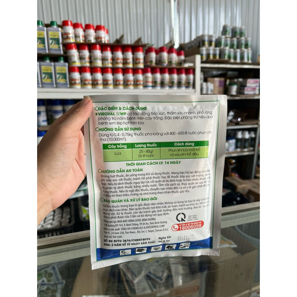 VIROVAL 50WP Vipesco- phong nấm, mốc xám trên dâu tây và các cây trồng(100gr)