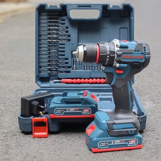 Máy khoan pin Boshun, máy khoan cầm tay 3 chức năng tặng bộ phụ kiện 24 chi tiết