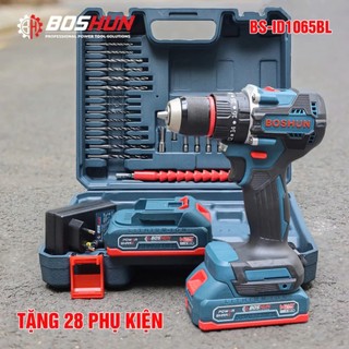 Máy khoan pin Boshun, máy khoan cầm tay 3 chức năng tặng bộ phụ kiện 24 chi tiết