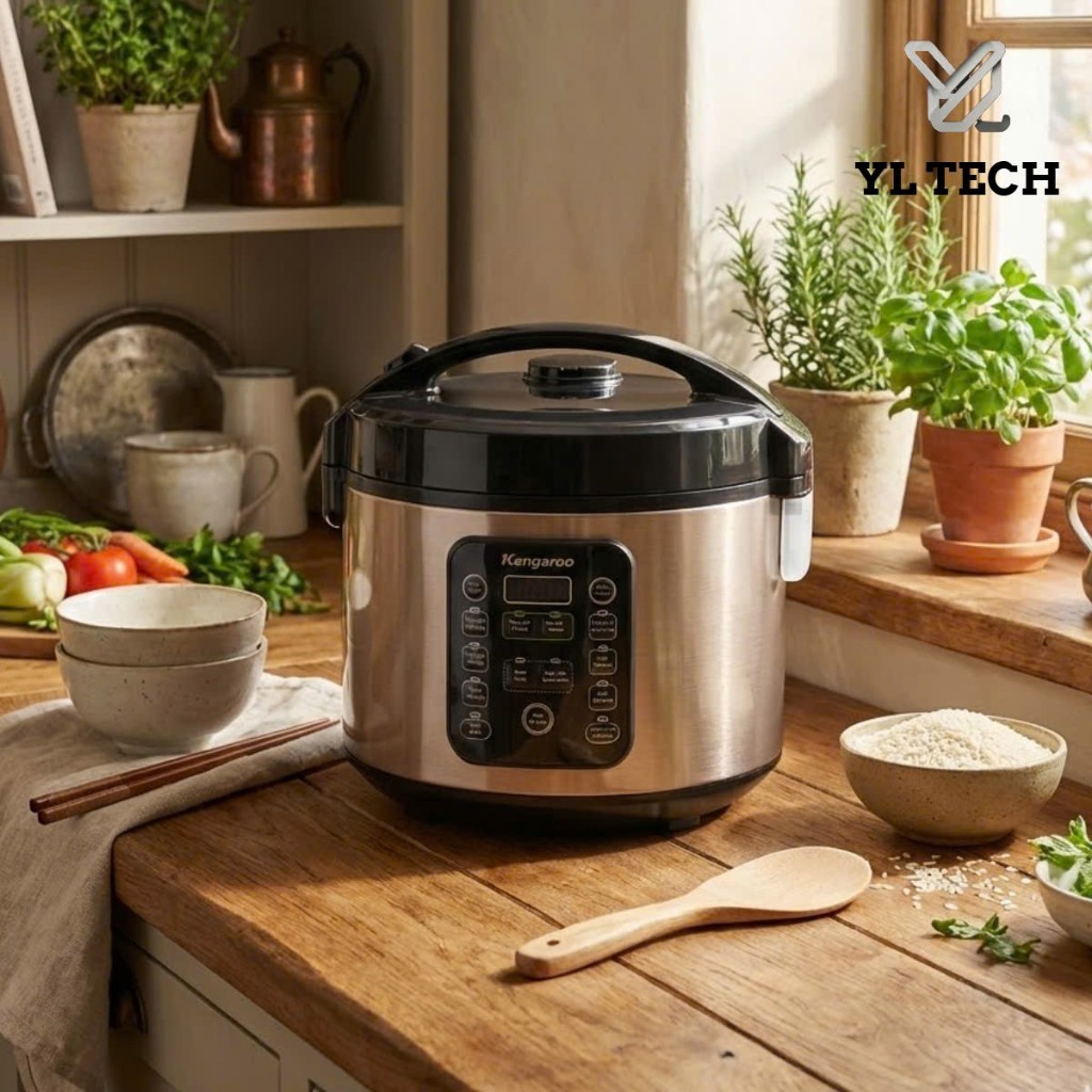 Nồi cơm điện tử Kangaroo 1.8 lít KG18DR6, 11 chế độ nấu, bảng điều khiển tiếng việt