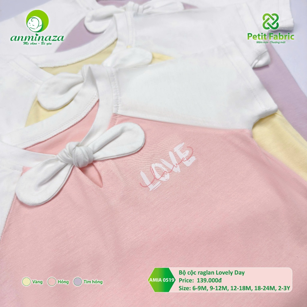 Bộ Cộc Bé Gái Lovely Day Anminaza Vải Sợi Tre Petit Mềm Mại Co Dãn - Hàng Chính Hãng AMI0519