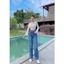 98-100cm Quần Jeans Ống Suông Nữ Chất mềm mịn không co giãn