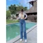 98-100cm Quần Jeans Ống Suông Nữ Chất mềm mịn không co giãn
