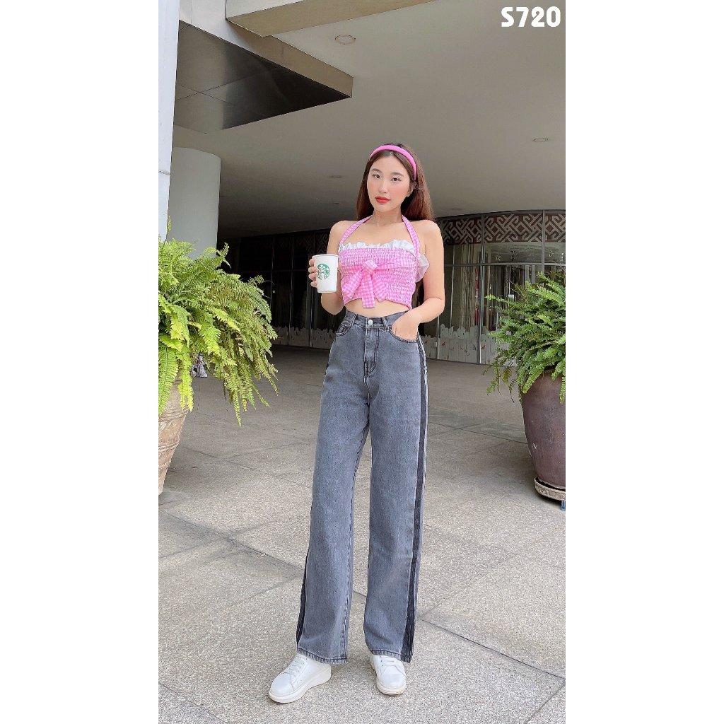 98-100cm quần jeans suông dài chất không co giãn