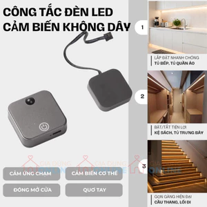 Bộ công tắc không dây (chạm/đóng mở/cơ thể/quơ tay) cho đèn led tủ bếp, quần áo, trưng bày, cầu thang...